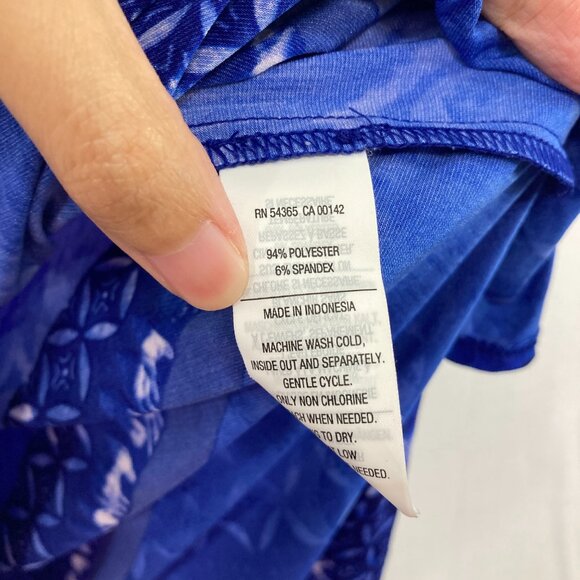 Nygard Top size XL Blue Abstract Boho Embellished Stretch 3/4 Sleeve Casual - Picture 8 of 10